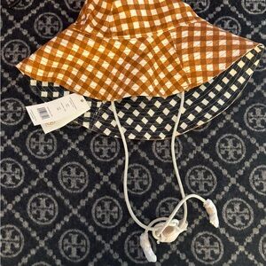 Tory Burch Brown and White Checkered Women's Hat